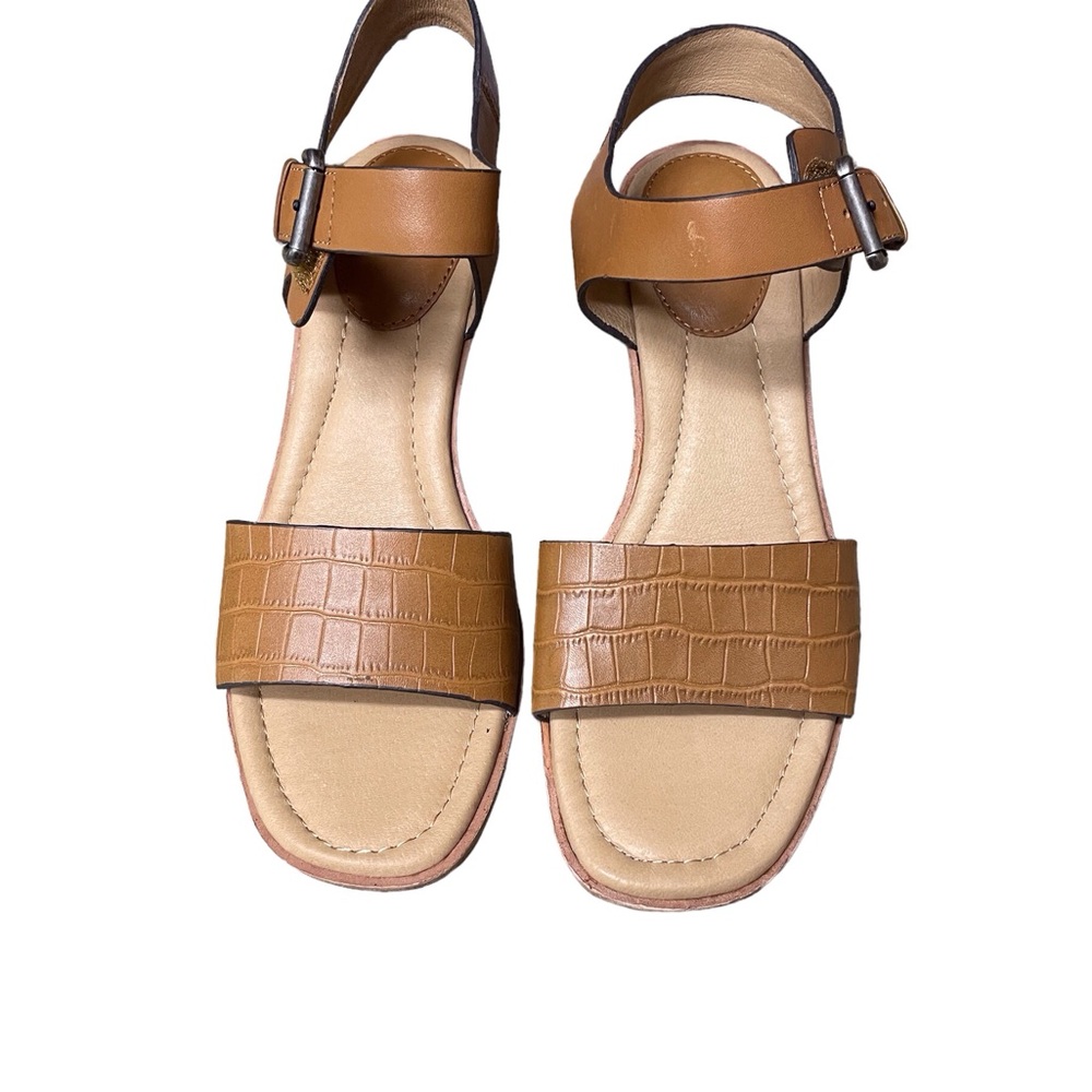 Söfft Women's Garin Luggage Croc Embossed Leather Wedges 8.5 - Picture 4 of 12